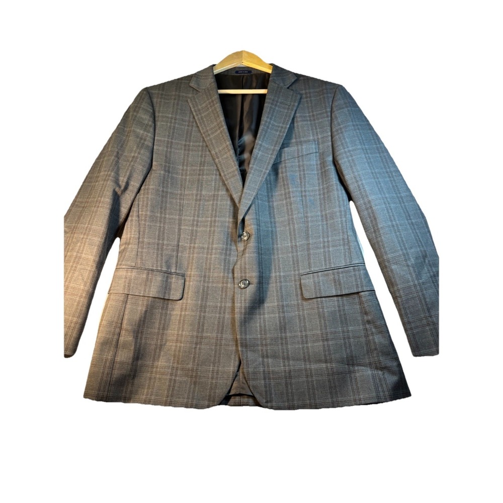 Stafford Travel Mens 44R Plaid 2 Button Blazer Wool Blend Sport Coat Classic